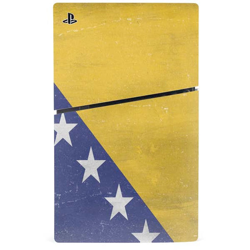 Bosnia and Herzegovina Flag Distressed PS5 Slim Disk Console Skin